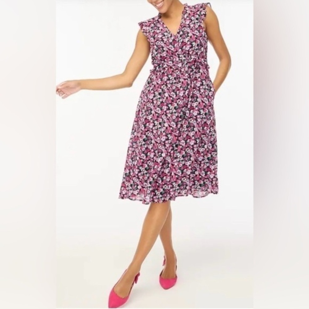 J. Crew Pink Floral Print Dress, Formal, Wedding Guest Size 8 - Picture 3 of 10